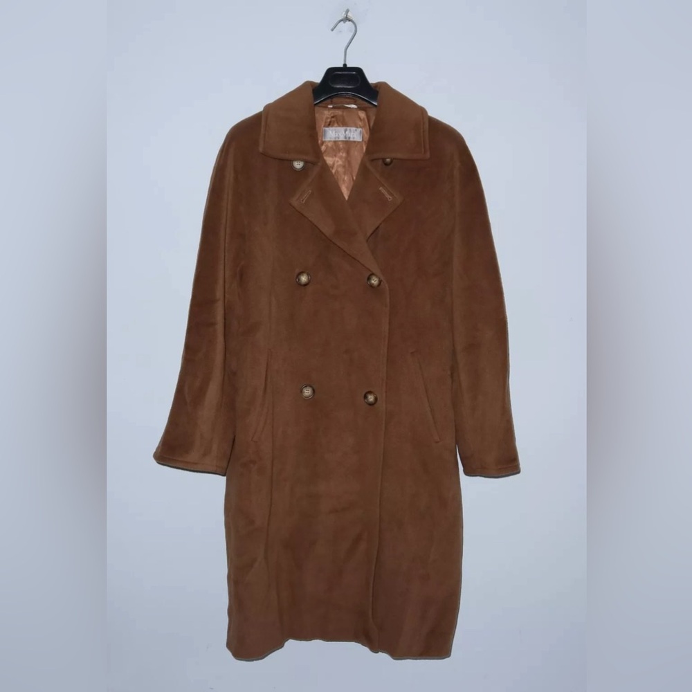 MAX MARA Womens Brown Wool Double Breasted Coat US8 UK10